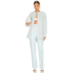 Paris Georgia Faux Leather Bootleg Pants in Mineral Blue Medium New Trousers